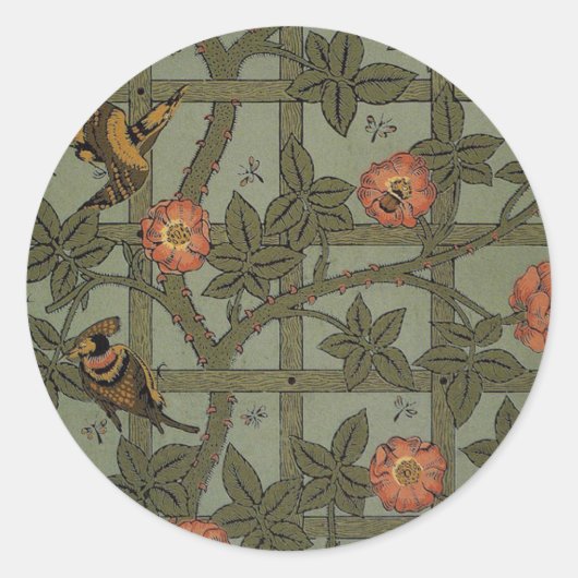 William Morris Trellis behang kunst Ronde Sticker (Voorkant)