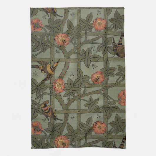 William Morris Trellis behang kunst Theedoek (Verticaal)