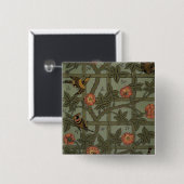 William Morris Trellis Behang Kunst Vierkante Button 5,1 Cm (Voorkant /achterkant)