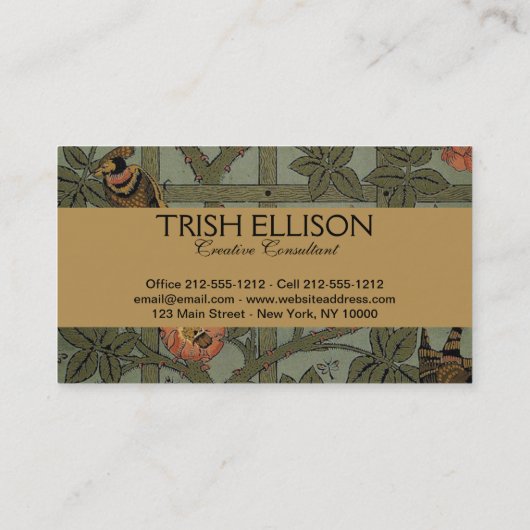 William Morris Trellis behang kunst Visitekaartje (Achterkant)