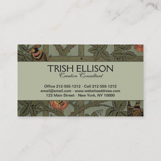 William Morris Trellis behang kunst Visitekaartje (Achterkant)