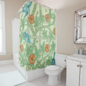 William Morris Trellis Bird Floral Pattern Douchegordijn (In situ)