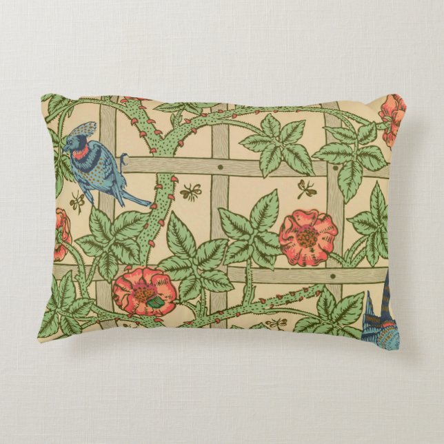William Morris Trellis Classic Wallpaper Design Accent Kussen (Achterkant)