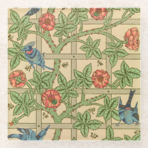 William Morris Trellis Classic Wallpaper Design Glazen Onderzetter