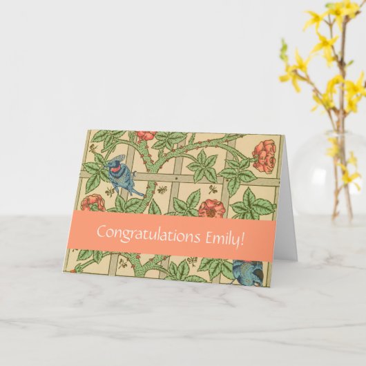 William Morris Trellis Classic Wallpaper Design Kaart (Gele Bloem)