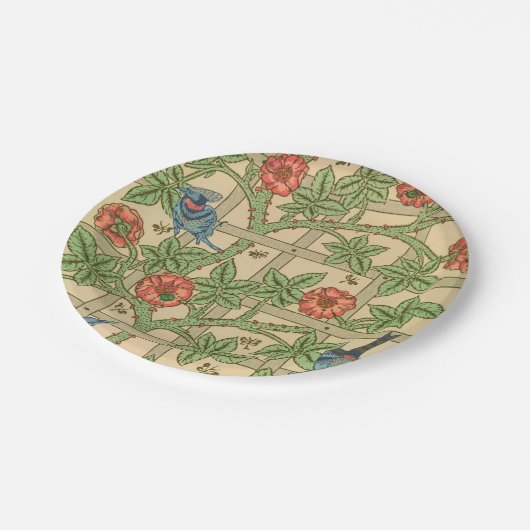 William Morris Trellis Classic Wallpaper Design Papieren Bordje (Gekanteld)
