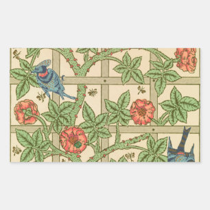 William Morris Trellis Classic Wallpaper Design Rechthoekige Sticker