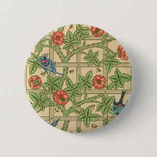 William Morris Trellis Classic Wallpaper Design Ronde Button 5,7 Cm