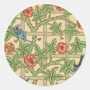 William Morris Trellis Classic Wallpaper Design Ronde Sticker