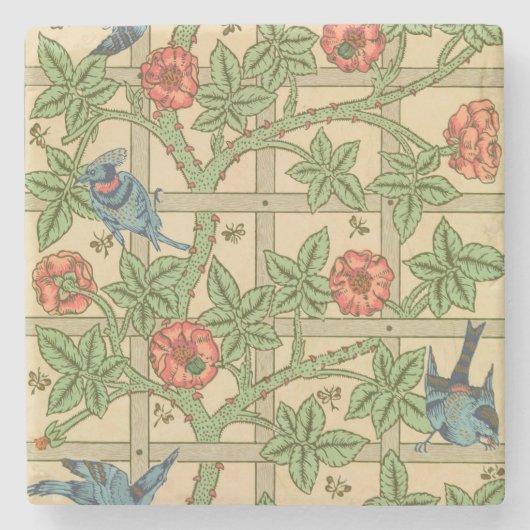 William Morris Trellis Classic Wallpaper Design Stenen Onderzetter (Voorkant)