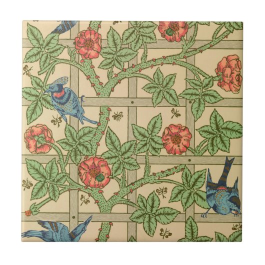 William Morris Trellis Classic Wallpaper Design Tegeltje (Voorkant)