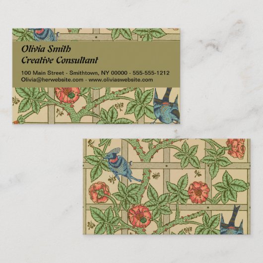 William Morris Trellis Classic Wallpaper Design Visitekaartje (Voorkant / Achterkant)