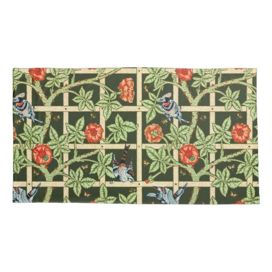 William Morris Trellis Patroon in Groen Kussensloop (Achterkant)