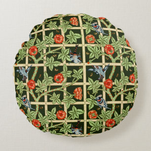 William Morris Trellis Patroon in Groen Rond Kussen