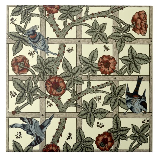 William Morris  "Trellis" Pattern Tegeltje (Voorkant)