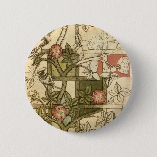 William Morris - Trellis Ronde Button 5,7 Cm (Voorkant)