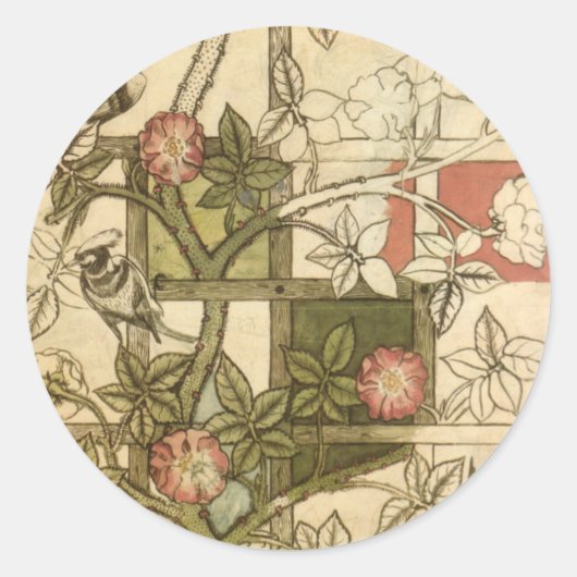 William Morris - Trellis Ronde Sticker (Voorkant)