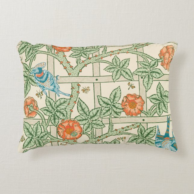 William Morris Trellis Victoriaans Behang Accent Kussen (Voorkant)