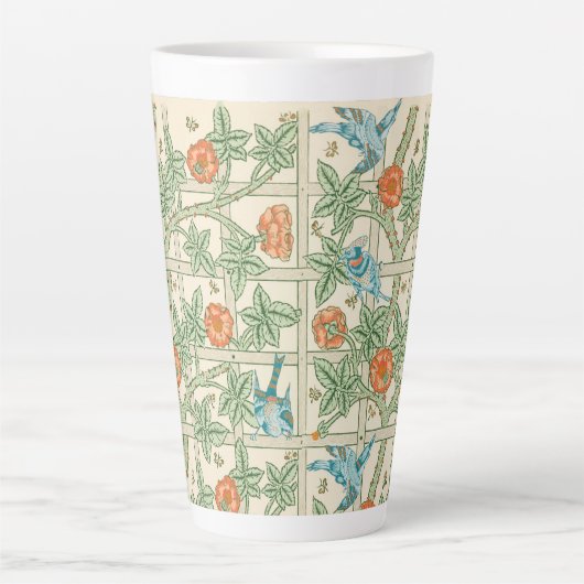 William Morris Trellis Victoriaans Behang Latte Mok (Voorkant)