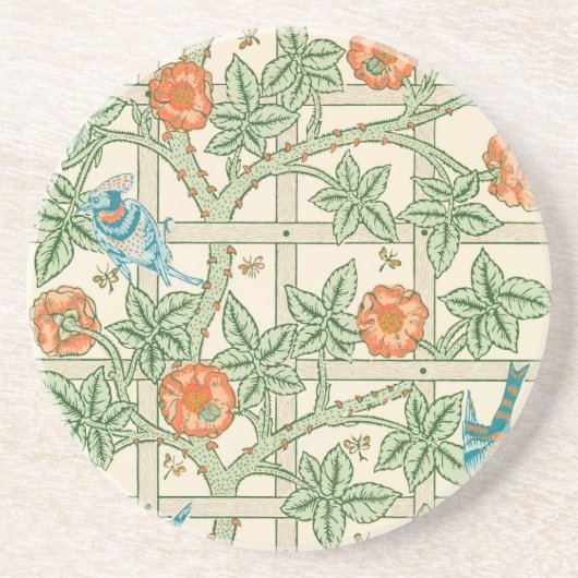 William Morris Trellis Victoriaans Behang Zandsteen Onderzetter (Voorkant)