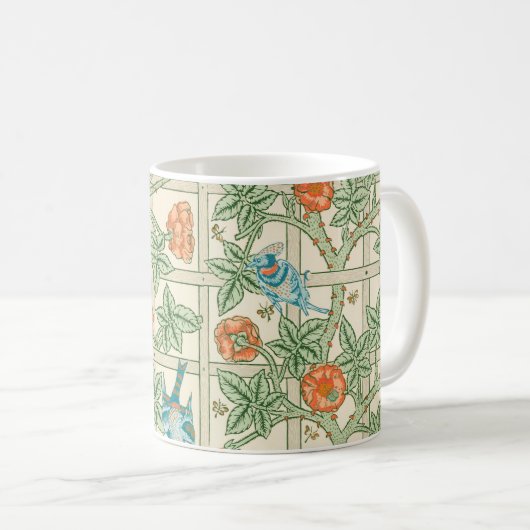 William Morris Trellis Victoriaans Behangpapier Koffiemok (Voorkant rechts)