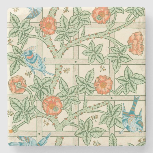 William Morris Trellis Victoriaans Behangpapier Stenen Onderzetter (Voorkant)