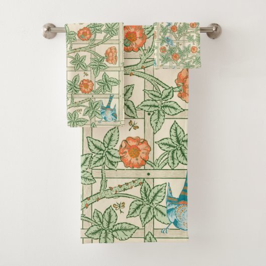 William Morris Trellis Victorian Wallpaper Bad Handdoek (Insitu)