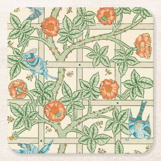 William Morris Trellis Victorian Wallpaper Kartonnen Onderzetters (Voorkant)