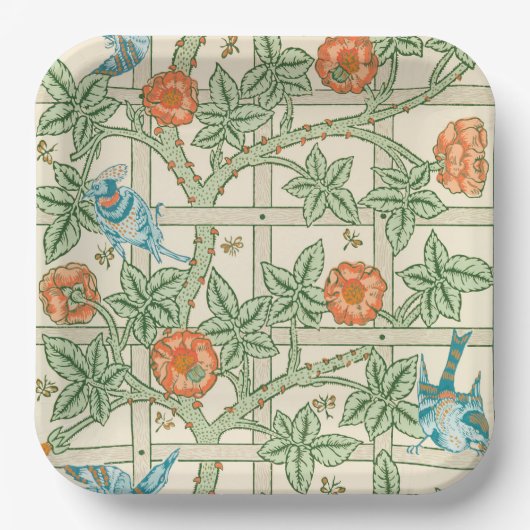 William Morris Trellis Victorian Wallpaper Papieren Bordje (Voorkant)