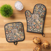 William Morris Trent Garden Flower Pattern Classic Ovenwant & Pannenlap Set (Top down)