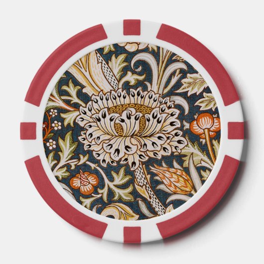William Morris Trent Garden Flower Pattern Classic Poker Chips (Voorkant)