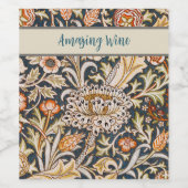 William Morris Trent Garden Flower Pattern Classic Wijn Etiket (Enkel label)