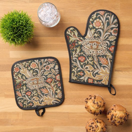 William Morris Trent Tuin Bloem Classic Botanic Ovenwant & Pannenlap Set (Top down)