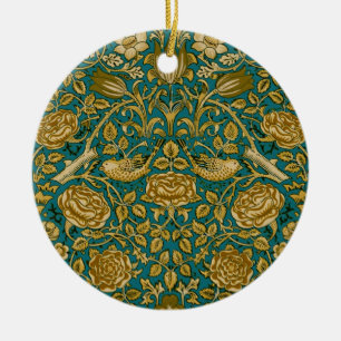 William Morris Tudor Roos Patroon Blauw Goud Keramisch Ornament