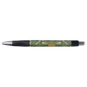 William Morris Tudor Roos Patroon Blauw Goud Pen