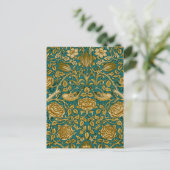 William Morris Tudor Roos Pattern Blue Golden Briefkaart (Staand voorkant)