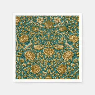 William Morris Tudor Roos Pattern Blue Golden Servet