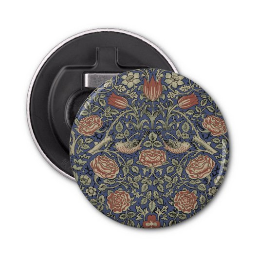 William Morris Tudor Roos Wallpaper Button Flesopener (Voorkant)