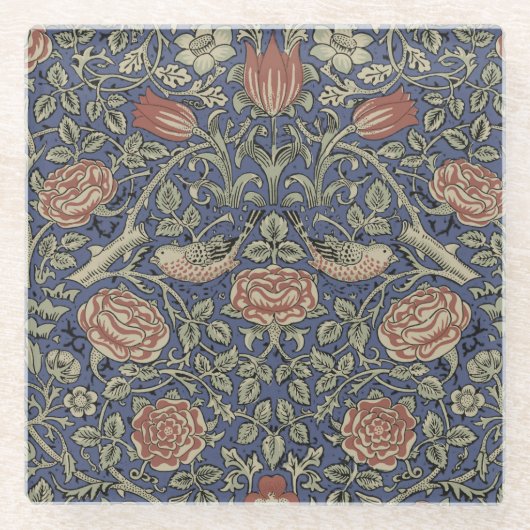 William Morris Tudor Roos Wallpaper Glazen Onderzetter (Voorkant)