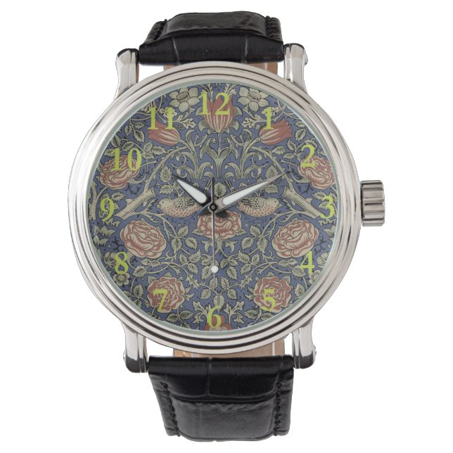 William Morris Tudor Roos Wallpaper Horloge (Voorkant)