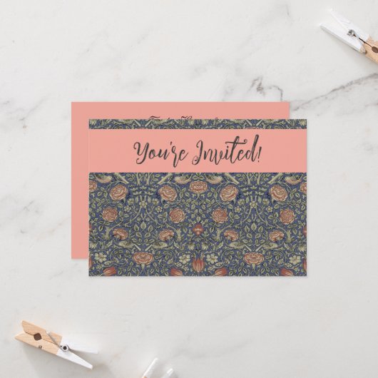 William Morris Tudor Roos Wallpaper Kaart (Voorkant / Achterkant in situ)