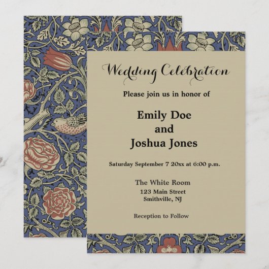 William Morris Tudor Roos Wallpaper Kaart (Voorkant / Achterkant)