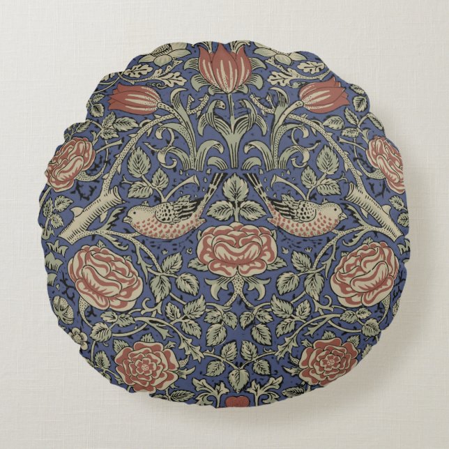 William Morris Tudor Roos Wallpaper Rond Kussen (Voorkant)