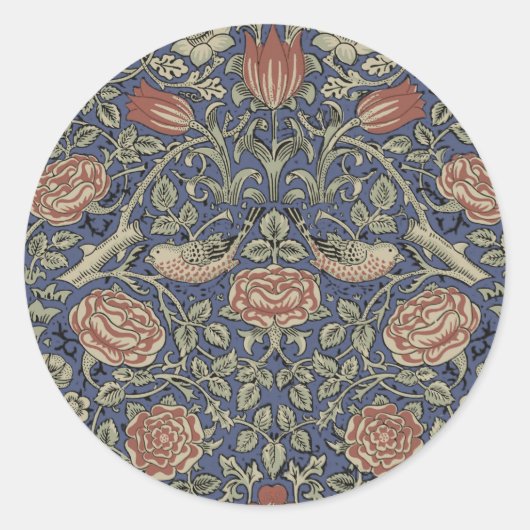 William Morris Tudor Roos Wallpaper Ronde Sticker (Voorkant)