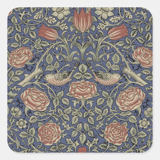 William Morris Tudor Roos Wallpaper Vierkante Sticker (Voorkant)