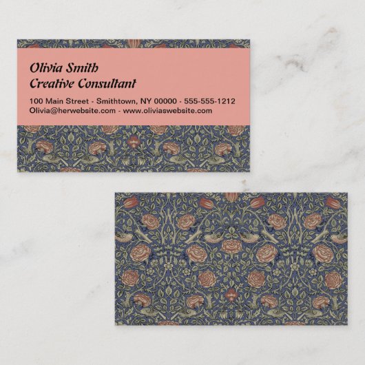 William Morris Tudor Roos Wallpaper Visitekaartje (Voorkant / Achterkant)