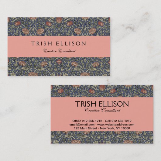 William Morris Tudor Roos Wallpaper Visitekaartje (Voorkant / Achterkant)