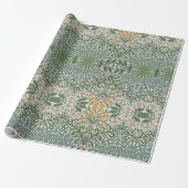 William Morris  Tuin Groen Blauw Geel Cadeaupapier (Uitgerold)