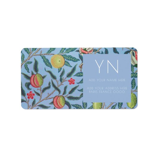 WILLIAM MORRIS TULIP ADRES ETIKET (Voorkant)