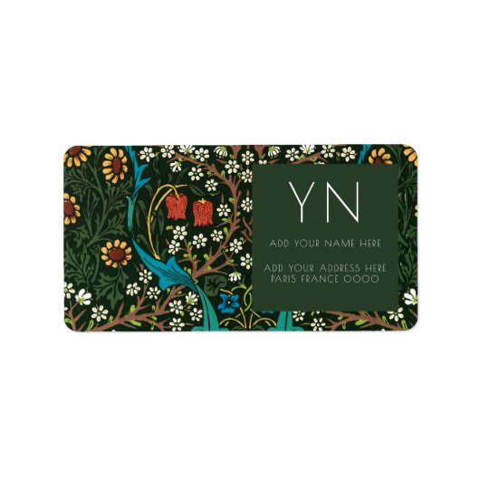 WILLIAM MORRIS TULIP ADRES ETIKET (Voorkant)